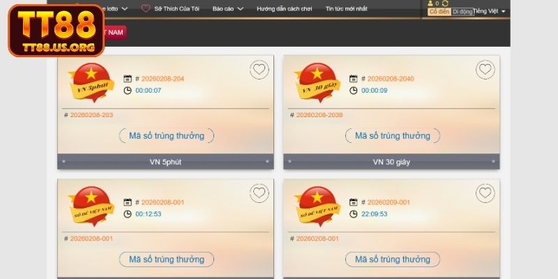 Bộ sưu tập game xổ số được yêu thích tại TT88
