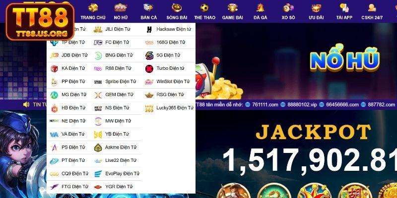 Các đối tác hàng đầu bắt tay với chuyên mục slot tại TT88