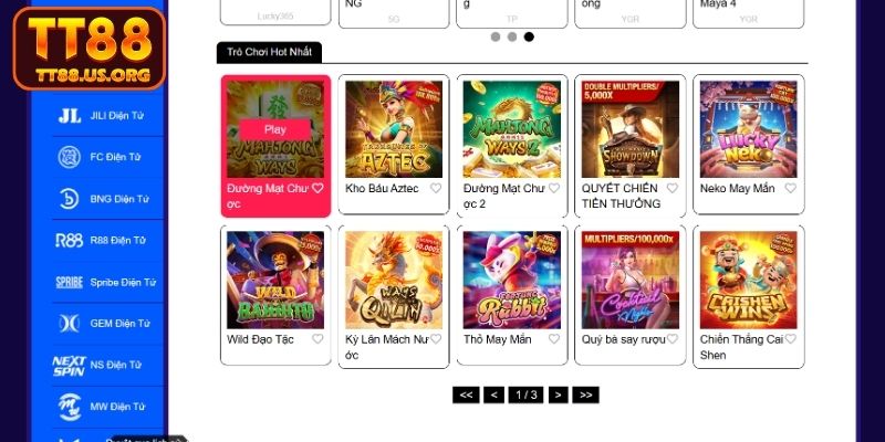 Danh mục các tựa game nổ hũ TT88 hot